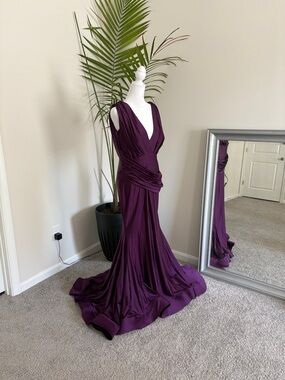 V-Neck Draped Formal Gown